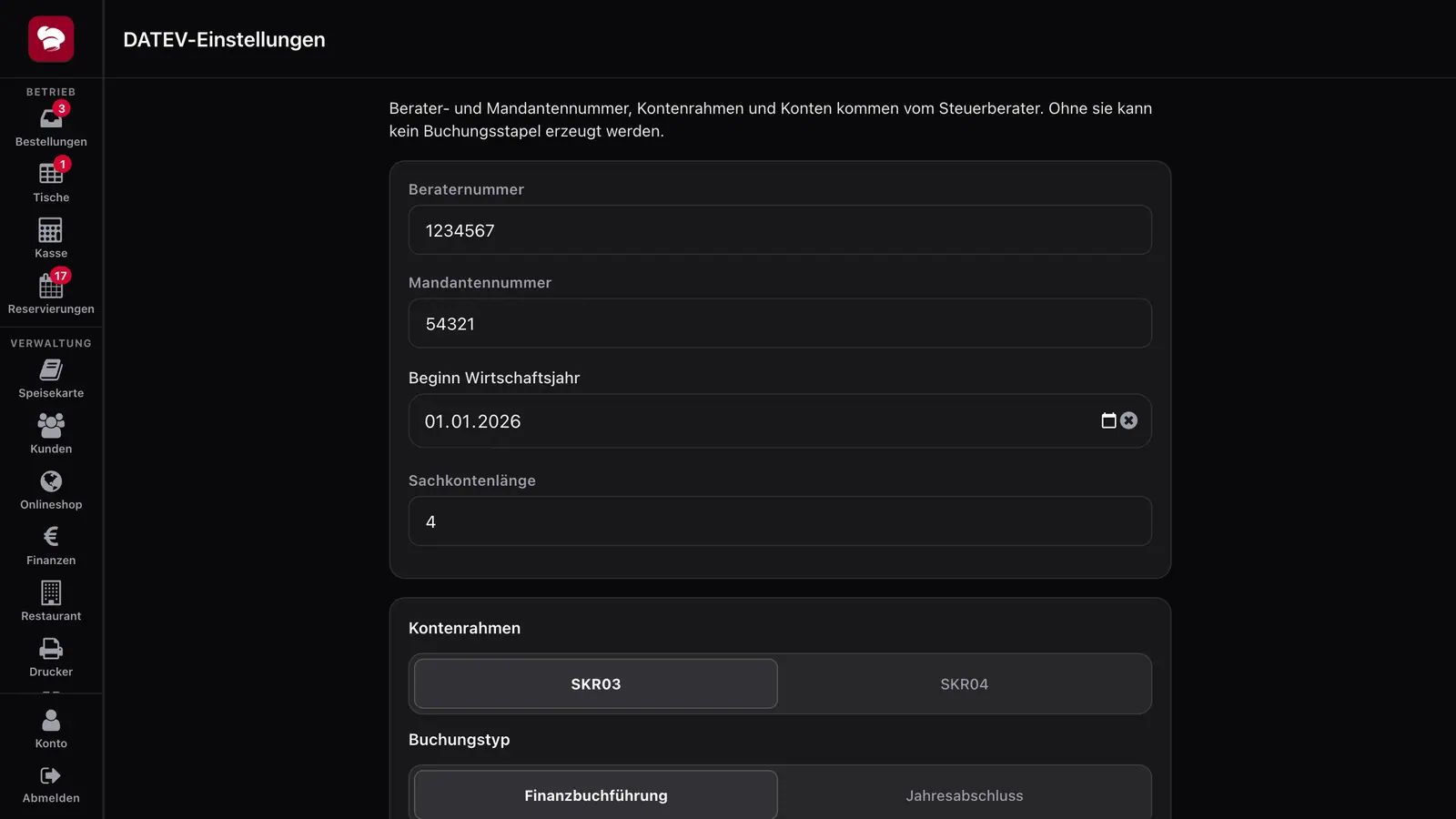 Screenshot: DATEV-Kontenzuordnung