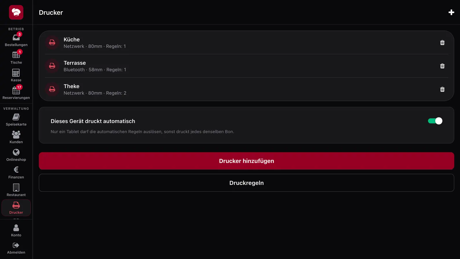 Screenshot: Drucker-Setup