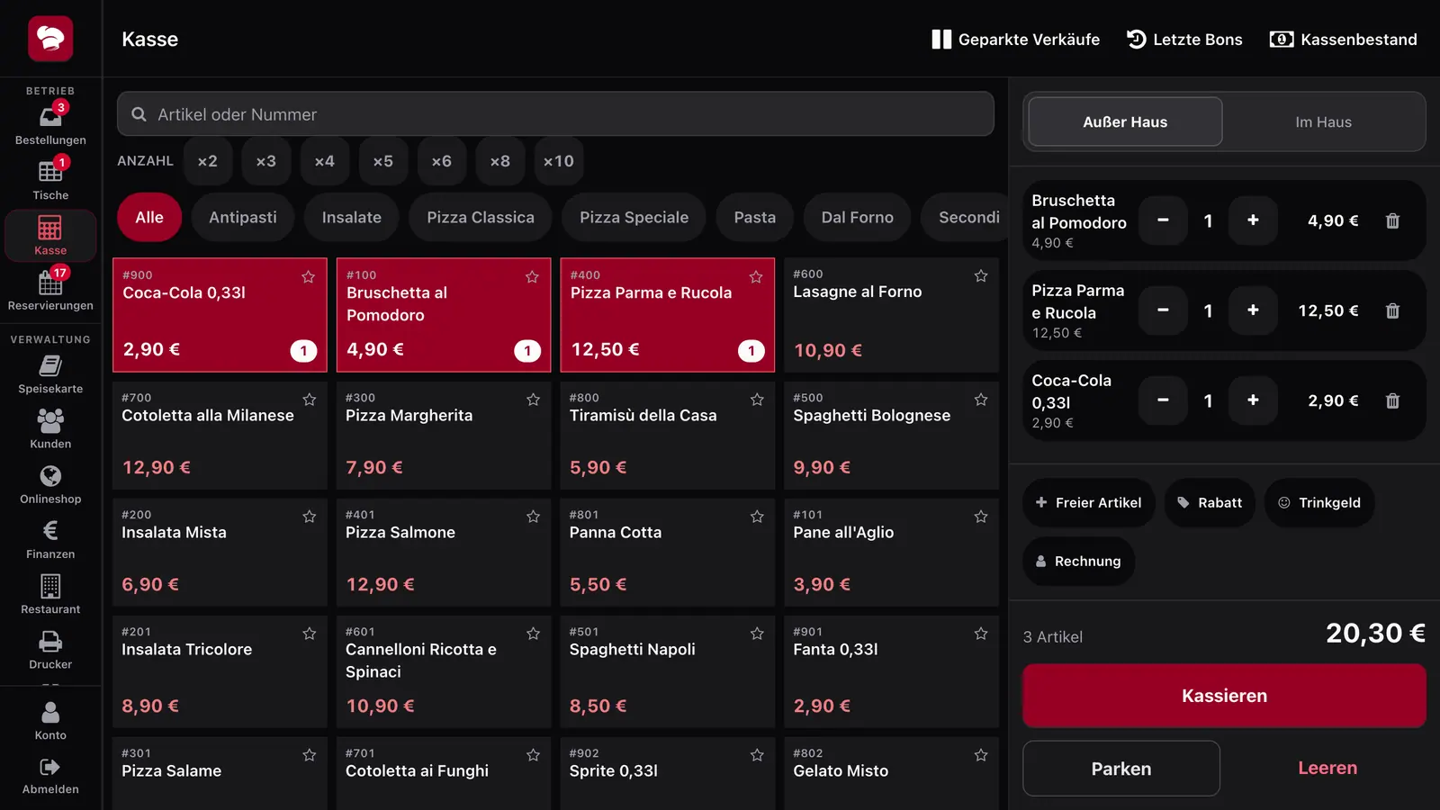 Screenshot: Kassenoberfläche