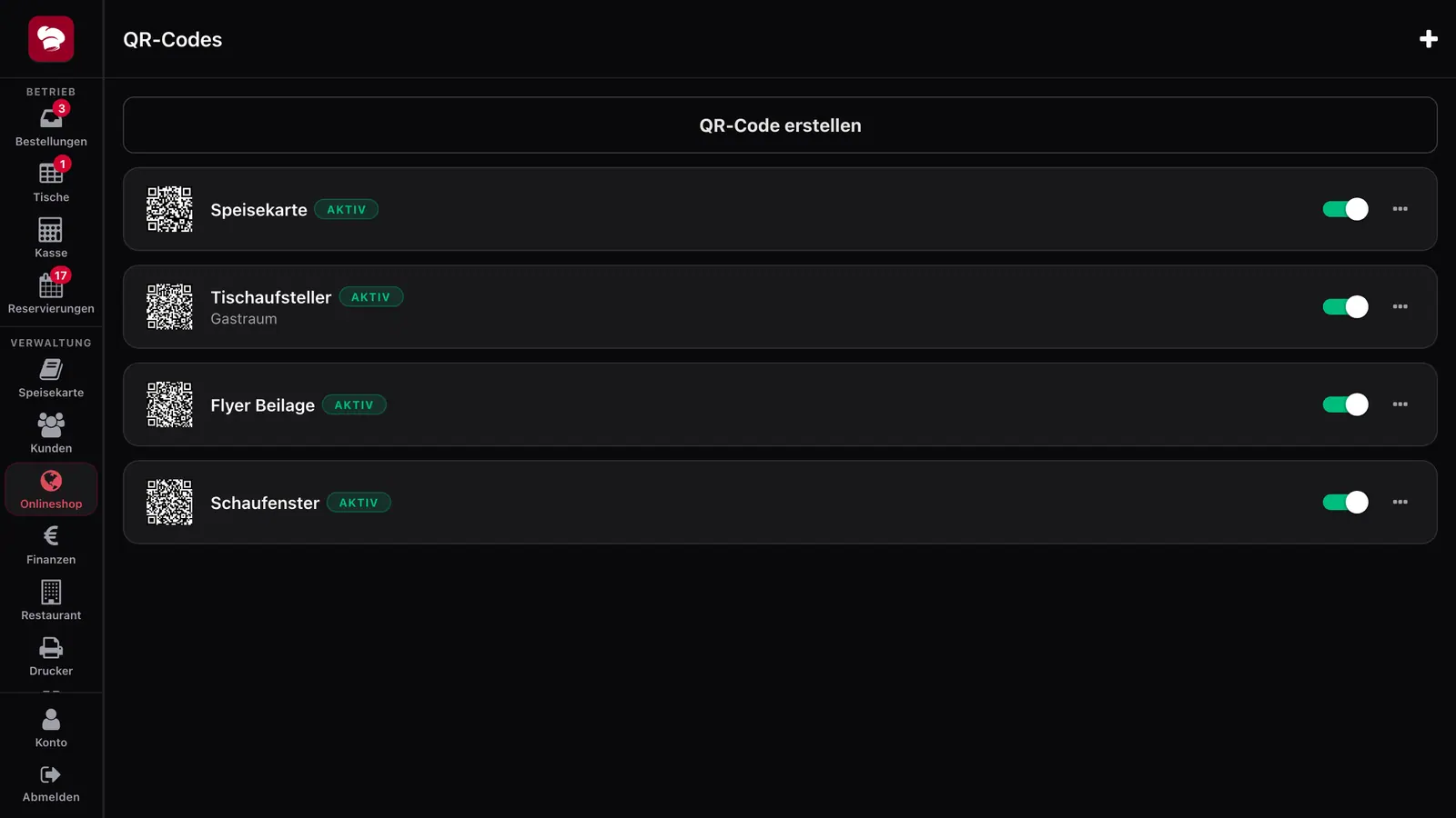 Screenshot: QR-Code-Manager